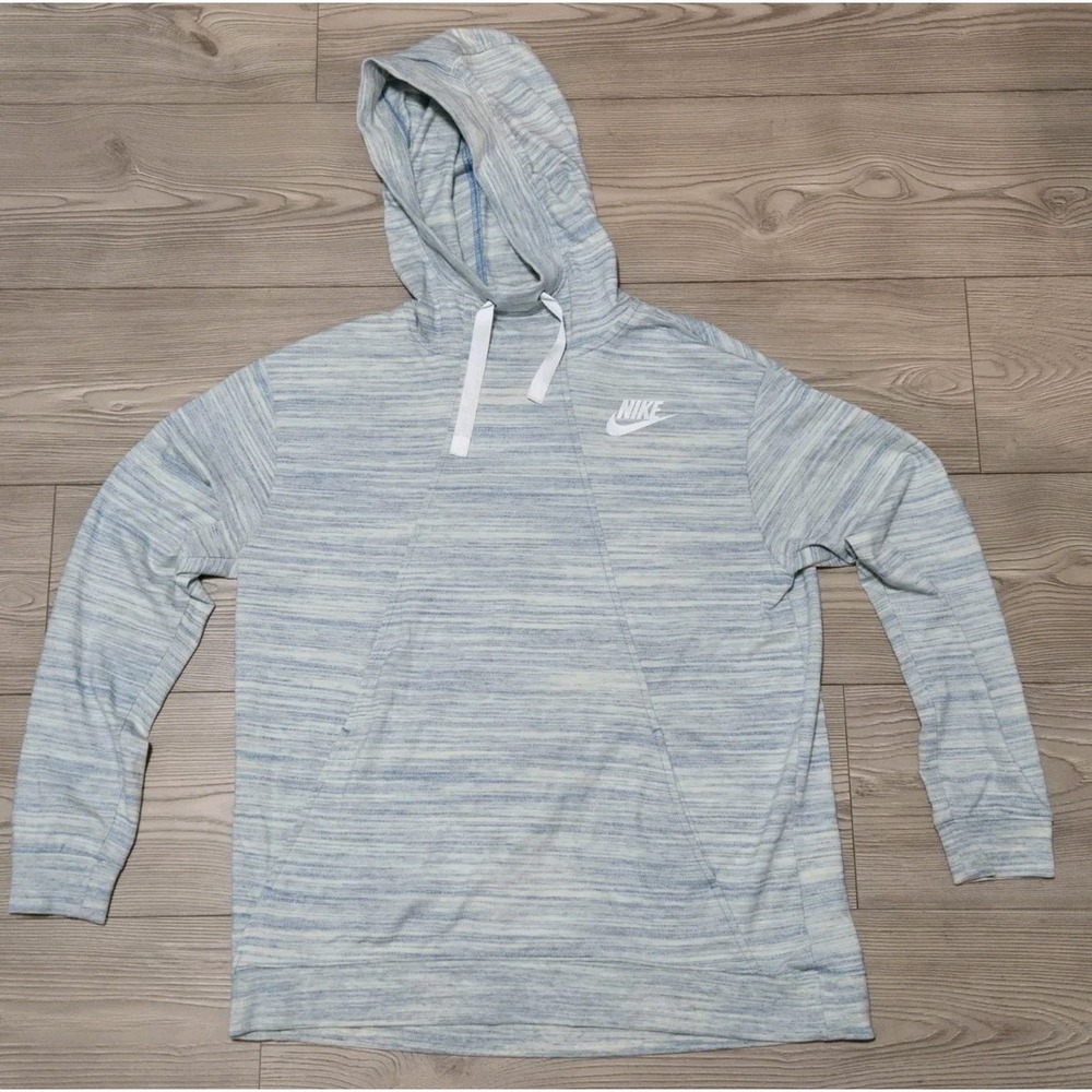 Nike Hoodie Pullover Womens Size Medium Blue Heathered Thin Athletic